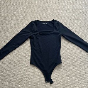 Black Abercrombie Thong long-sleeved Bodysuit